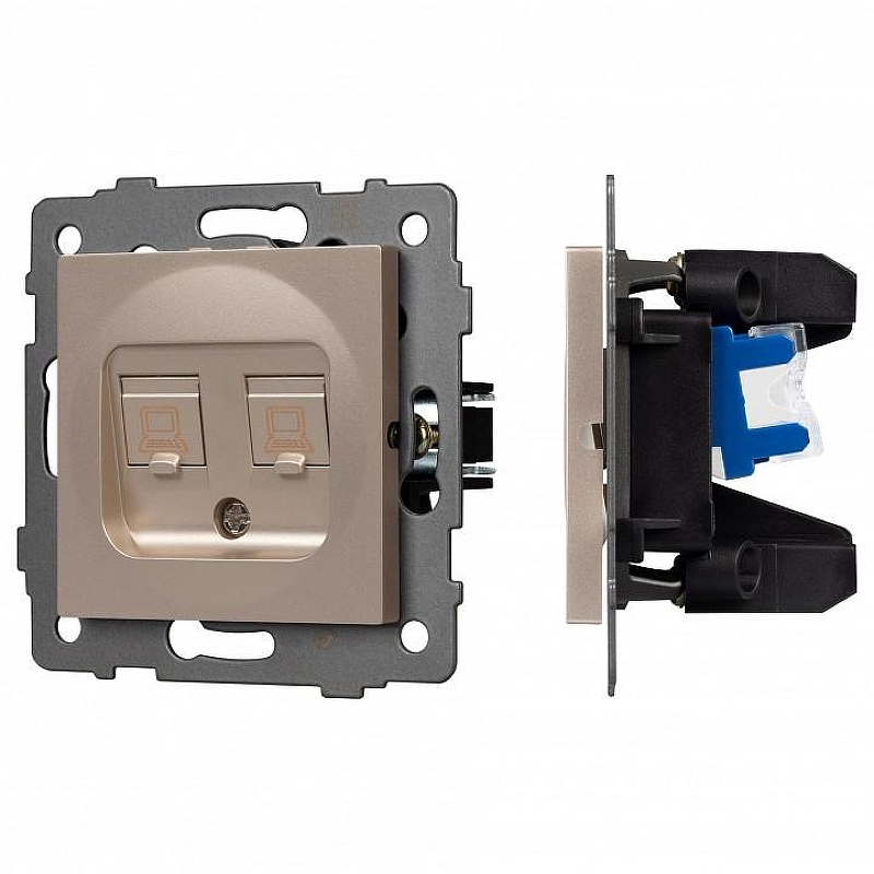 Розетка двойная RJ-12 и Ethernet RJ-45, без рамки Arlight SCT 049850 цвет Золото