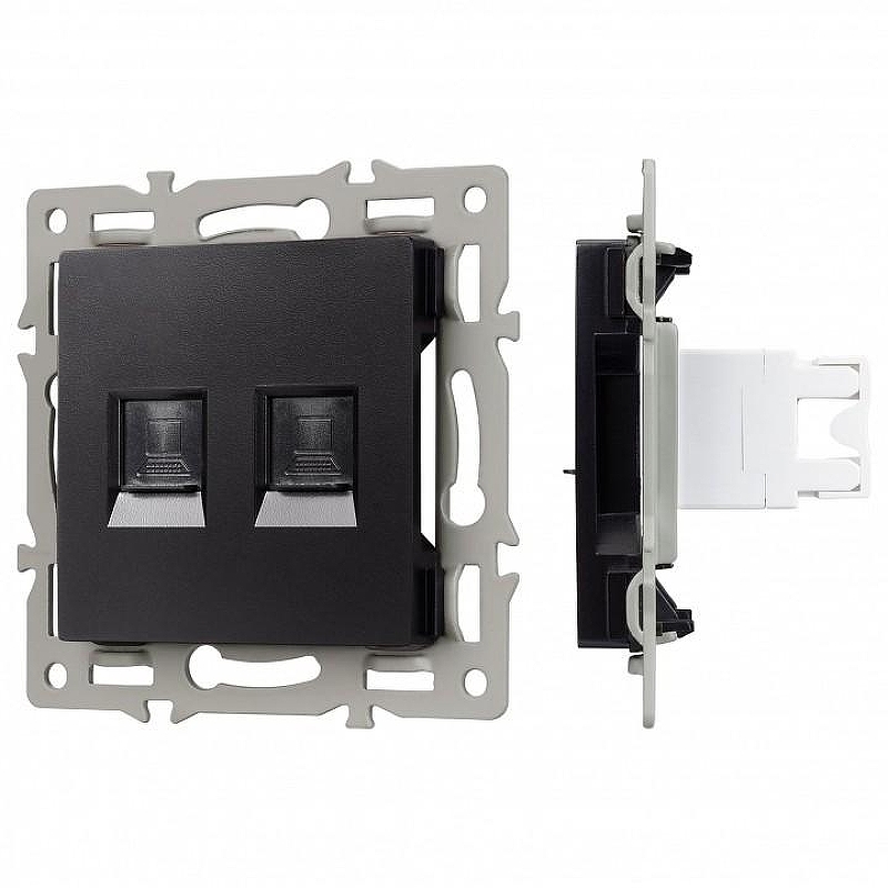 Розетка двойная RJ-12 и Ethernet RJ-45, без рамки Arlight SCT 045337 цвет Черный