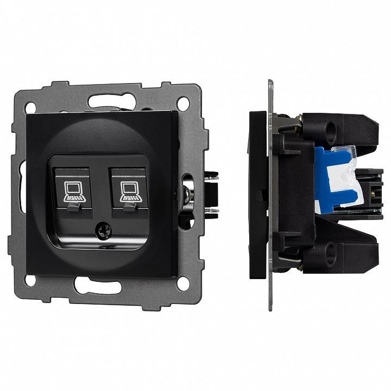 Розетка двойная RJ-12 и Ethernet RJ-45, без рамки Arlight SCT 049853 цвет Черный