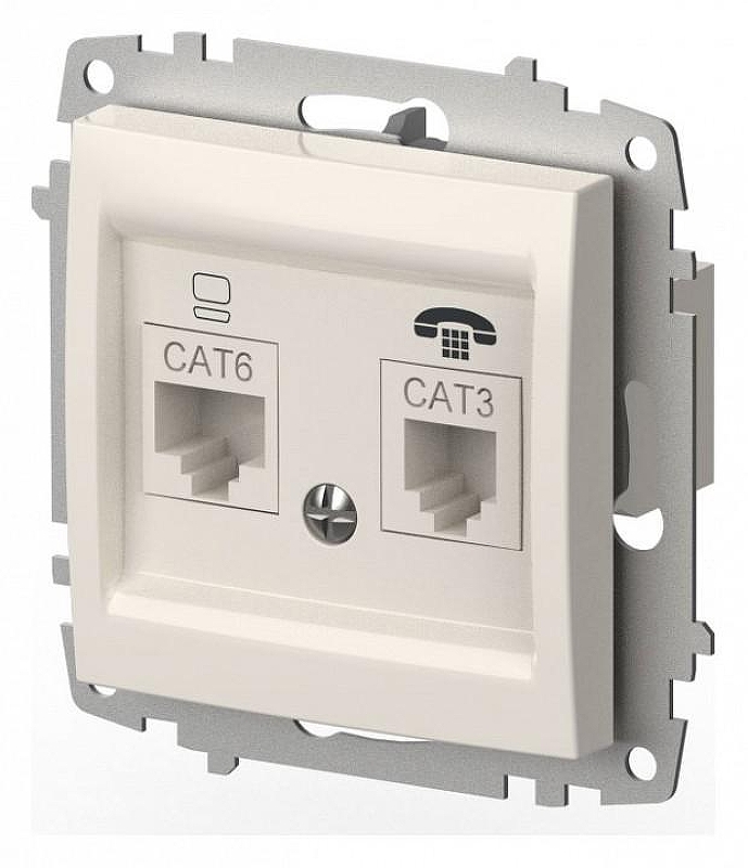Розетка двойная RJ-12 и Ethernet RJ-45, без рамки Elbi Eleсtriс Zena Vega 609-010200-249 цвет Белый