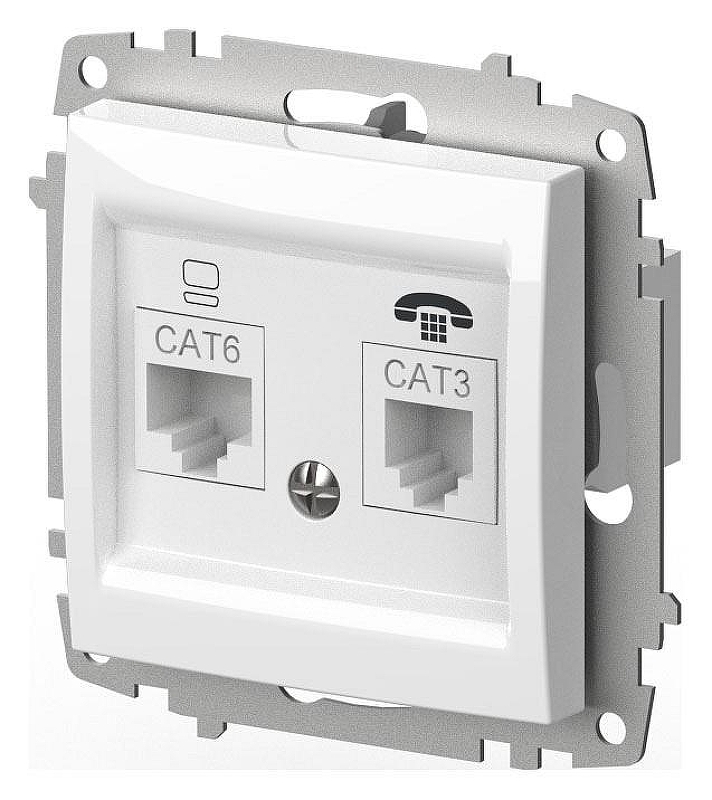 Розетка двойная RJ-12 и Ethernet RJ-45, без рамки Elbi Eleсtriс Zena Vega 609-015600-249 цвет Белый