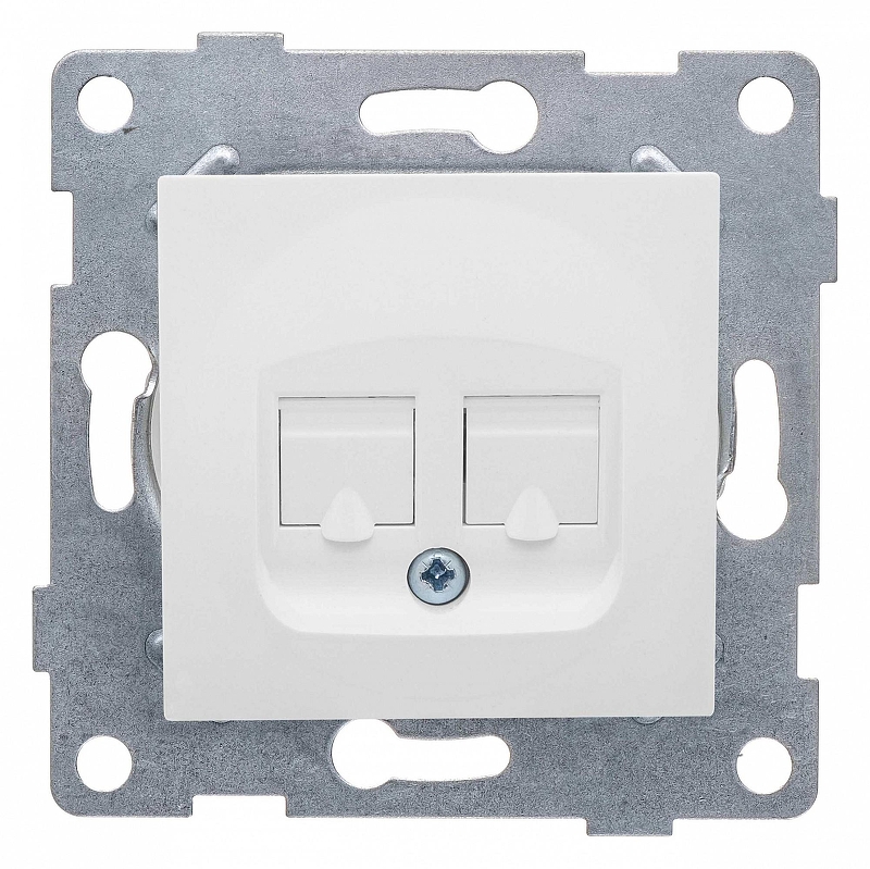 Розетка двойная RJ-12 и Ethernet RJ-45, без рамки Gusi Electric UGRA С11КТ-001 цвет Белый