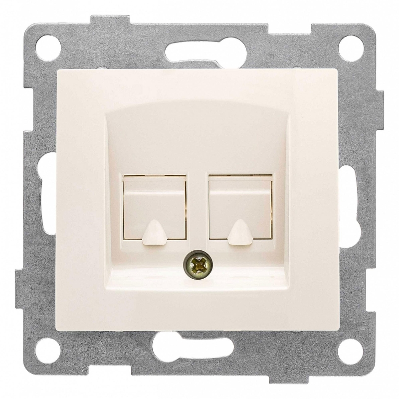 Розетка двойная RJ-12 и Ethernet RJ-45, без рамки Gusi Electric BRAVO С10КТ-003 цвет Бежевый