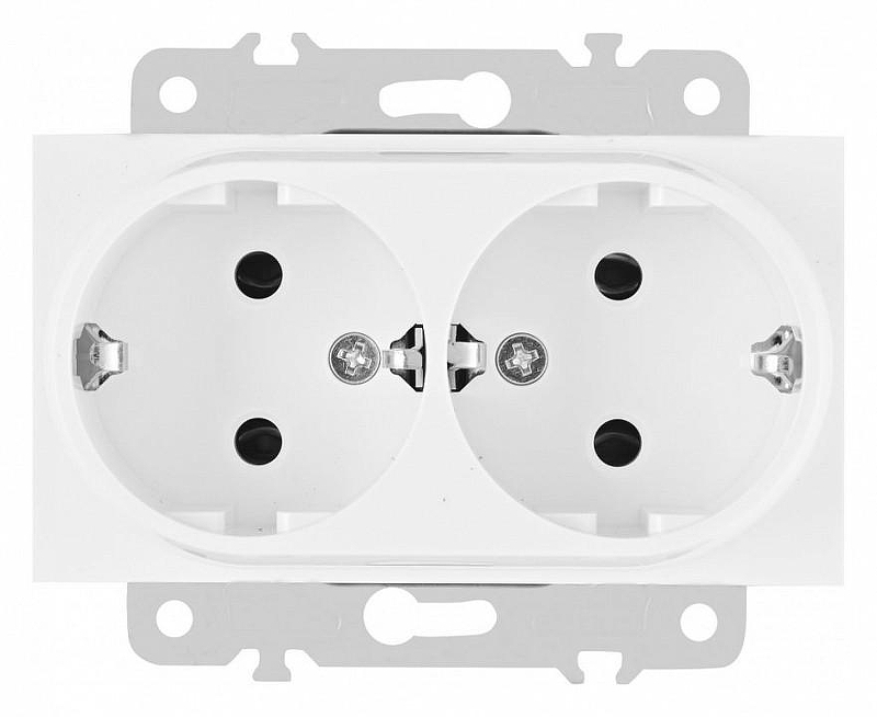 Розетка двойная с заземлением, без рамки Arte Milano am-203 203.40-2.white цвет Белый