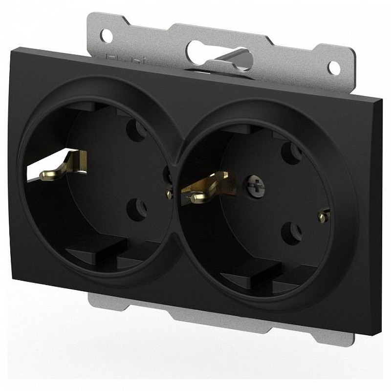 Розетка двойная с заземлением, без рамки Elbi Eleсtriс Zena Vega 609-014800-907 цвет Черный