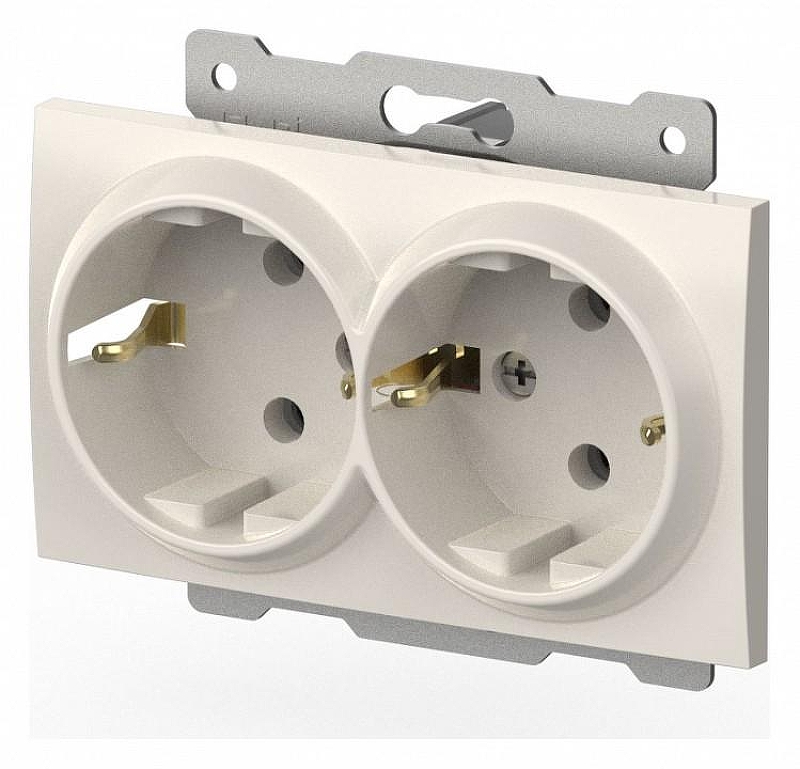 Розетка двойная с заземлением, без рамки Elbi Eleсtriс Zena Vega 609-010200-907 цвет Белый