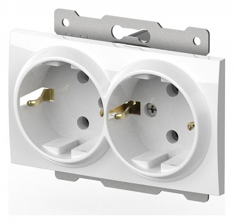 Розетка двойная с заземлением, без рамки Elbi Eleсtriс Zena Vega 609-015600-907 цвет Белый