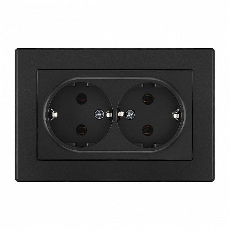 Розетка двойная с заземлением и со шторкой Arte Milano SET06-2 SET06-double-40-2 black цвет Черный