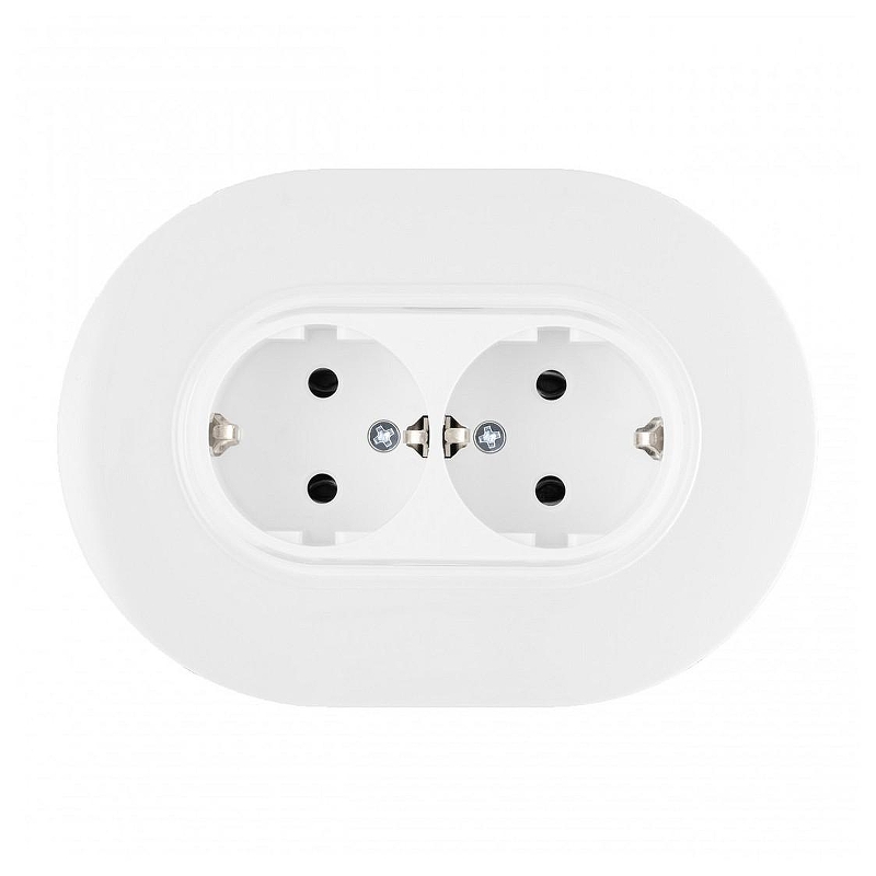 Розетка двойная с заземлением и со шторкой Arte Milano SET08-2 SET08-double-40-2 white цвет Белый