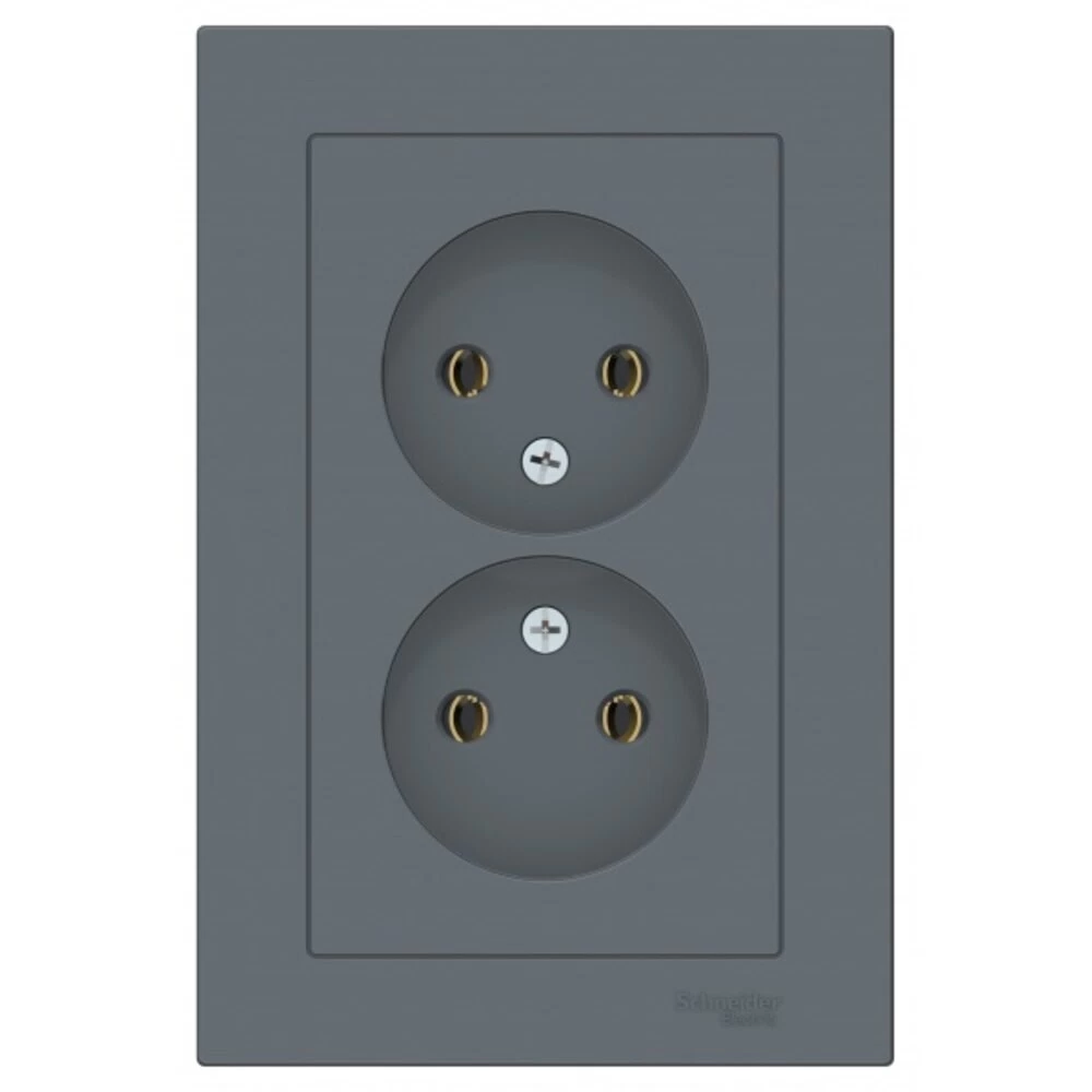 Розетка двойная Systeme Electric AtlasDesign встраиваемая грифель без заземления (ATN000720)