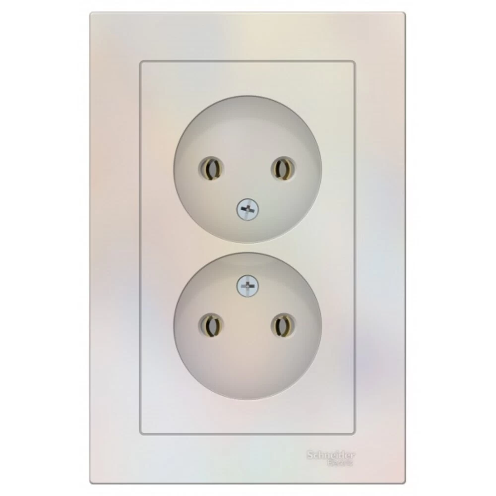 Розетка двойная Systeme Electric AtlasDesign встраиваемая жемчуг без заземления (ATN000420)