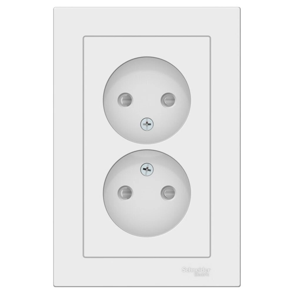 Розетка двойная Systeme Electric AtlasDesign встраиваемая лотос без заземления со шторками (ATN001322)