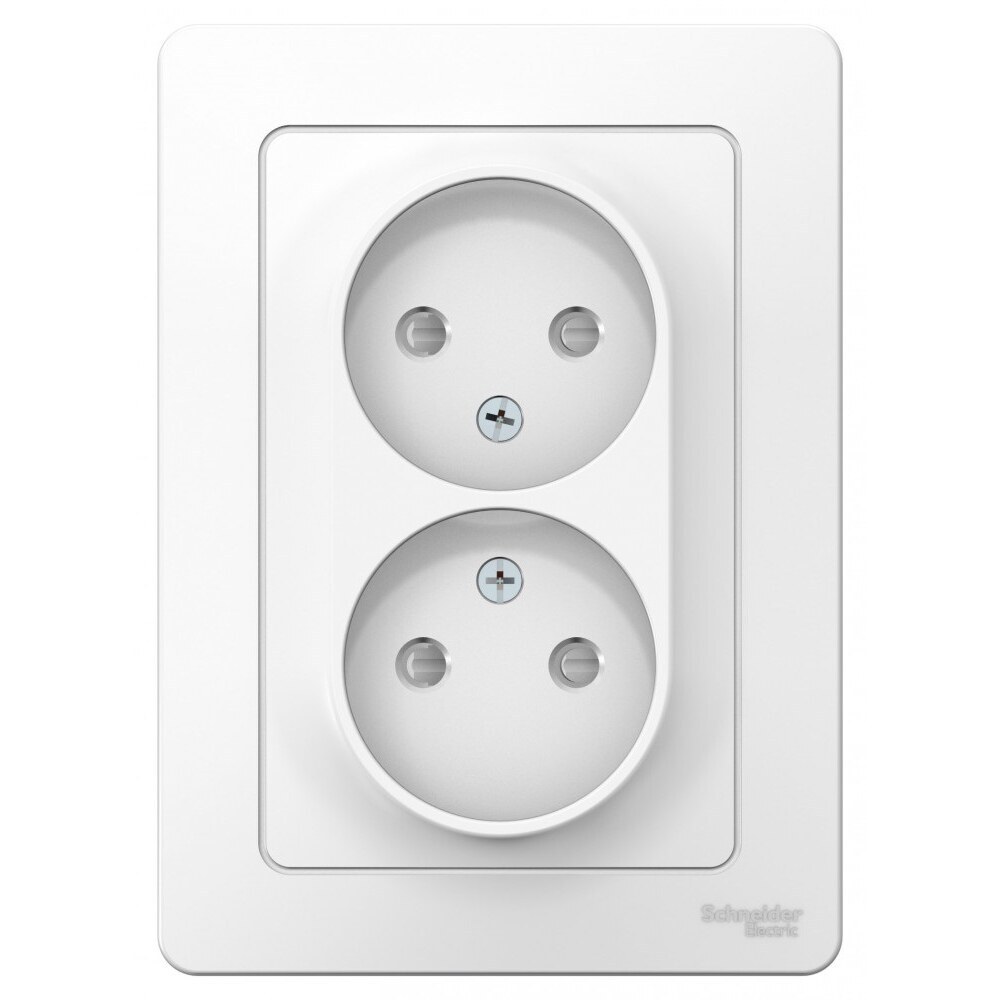 Розетка двойная Systeme Electric Blanca встраиваемая белая без заземления со шторками (BLNRS000121)