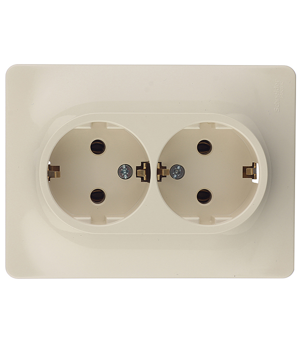 Розетка двойная Systeme Electric Glossa встраиваемая бежевая с заземлением (GSL000224)