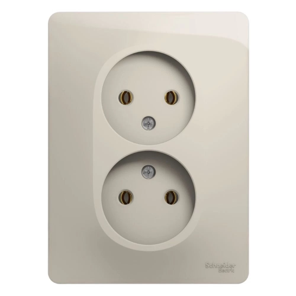 Розетка двойная Systeme Electric Glossa встраиваемая молочная с заземлением (GSL000924)