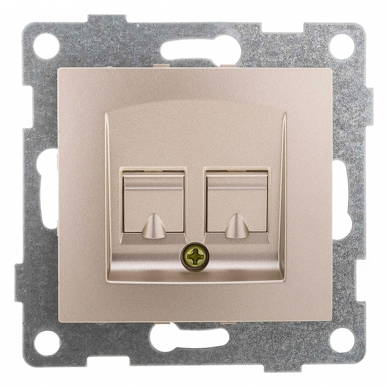 Розетка двойная телефонная RJ-12 Gusi Electric BRAVO С10Т2-027 цвет Шампань