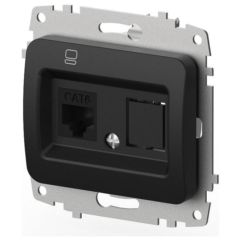 Розетка Ethernet RJ-45 без рамки Elbi Eleсtriс Jazz 607-004800-247 цвет Черный