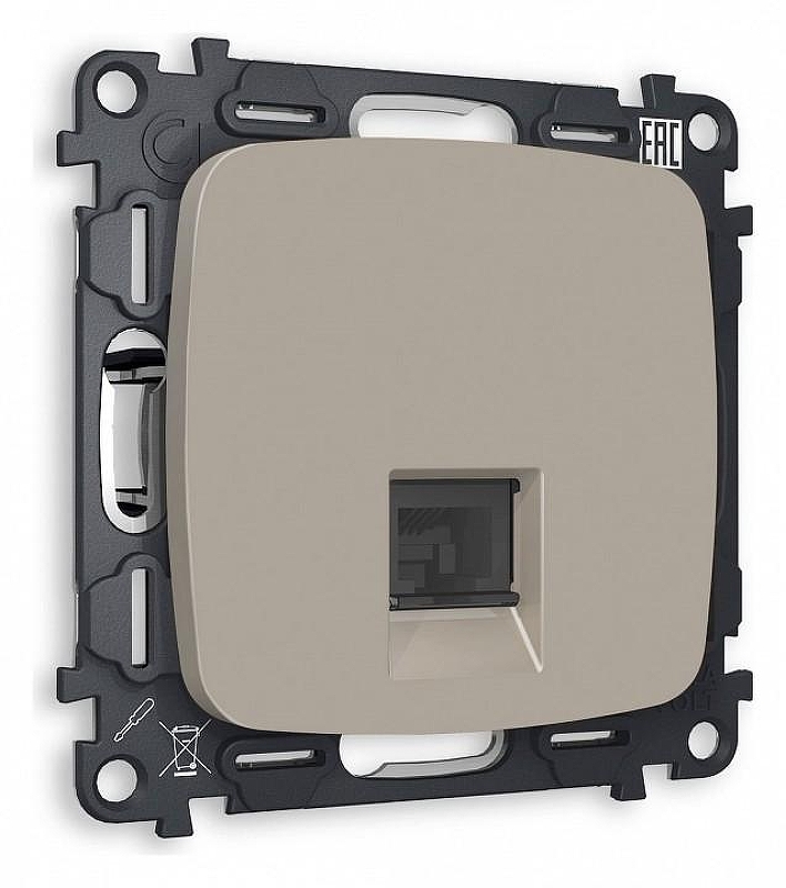 Розетка Ethernet RJ-45 и со шторками, без рамки Ambrella Volt Quant MO372010 цвет Бежевый, Серый