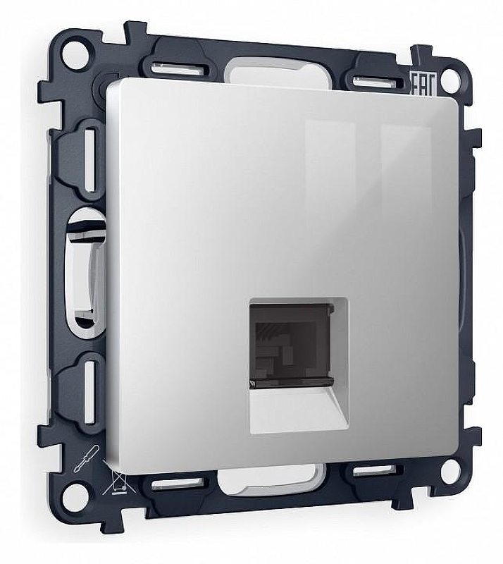 Розетка Ethernet RJ-45 и со шторками, без рамки Ambrella Volt Quant MA412010 цвет Серебро