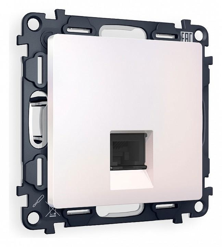 Розетка Ethernet RJ-45 и со шторками, без рамки Ambrella Volt Quant MA212010 цвет Жемчужный, Белый