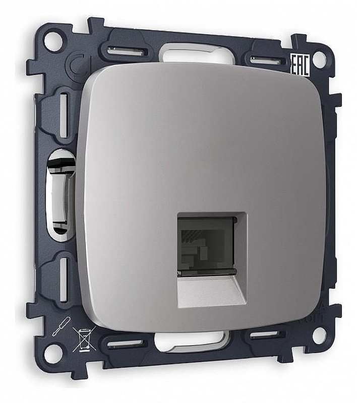 Розетка Ethernet RJ-45 и со шторками, без рамки Ambrella Volt Quant MO512010 цвет Сталь