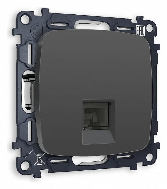 Розетка Ethernet RJ-45 и со шторками, без рамки Ambrella Volt Quant MO912010 цвет Графит