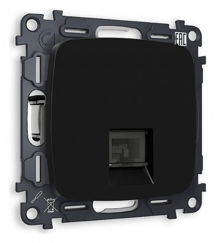 Розетка Ethernet RJ-45 и со шторками, без рамки Ambrella Volt Quant MO812010 цвет Черный