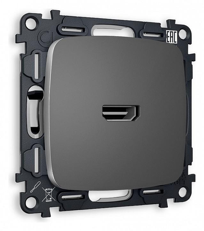 Розетка HDMI без рамки Ambrella Volt Quant MO664010 цвет Антрацит