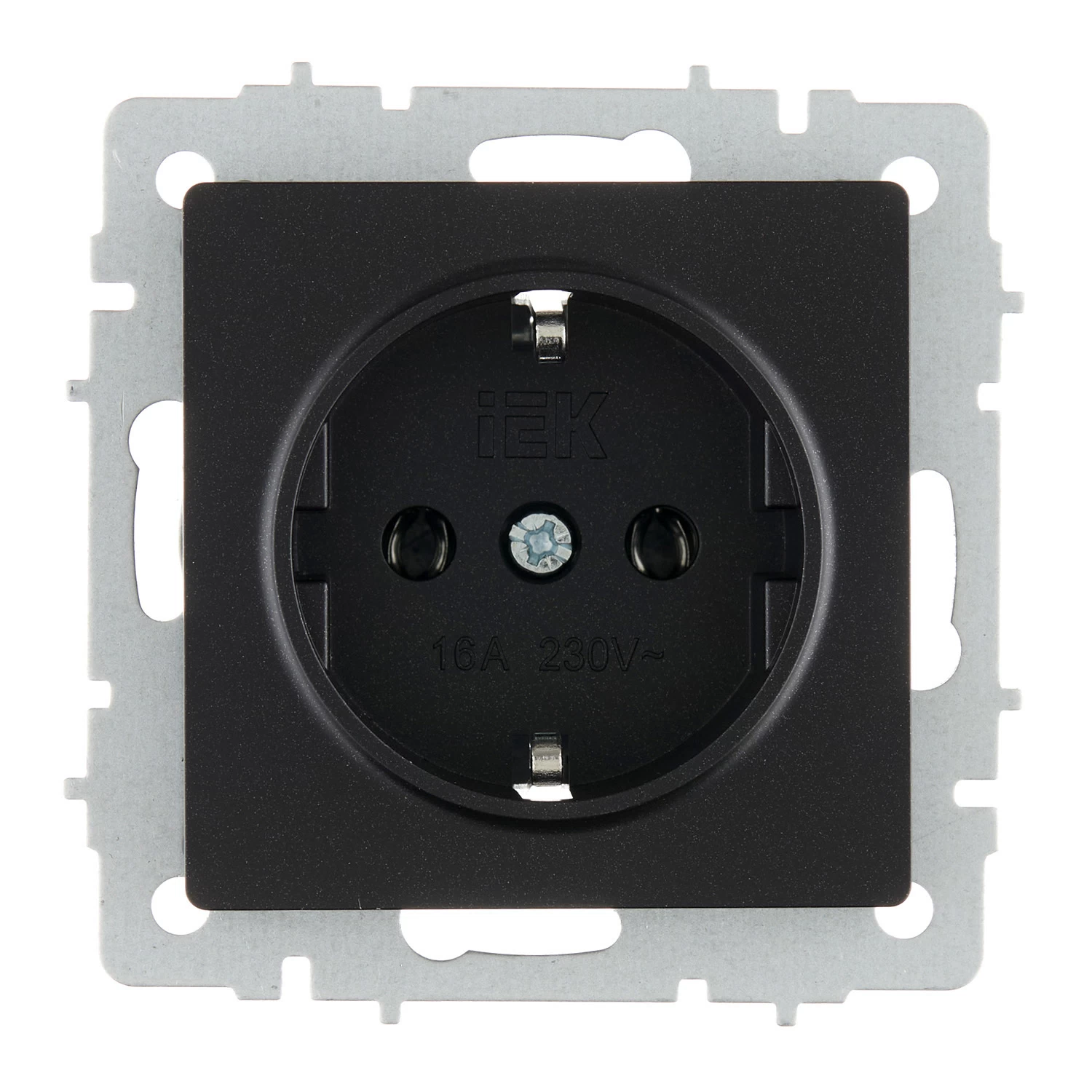 Розетка IEK Brite встраиваемая черная с заземлением (BR-R11-16-K02)