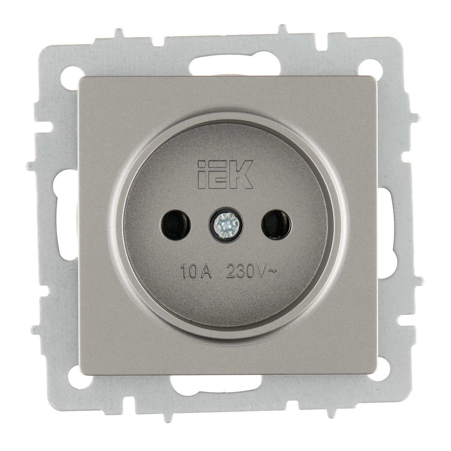 Розетка IEK Brite встраиваемая сталь без заземления (BR-R10-10-K46)