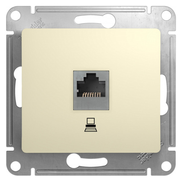 розетка компьютерная 1 пост SYSTEME ELECTRIC Glossa RJ45 категория 5 бежевый