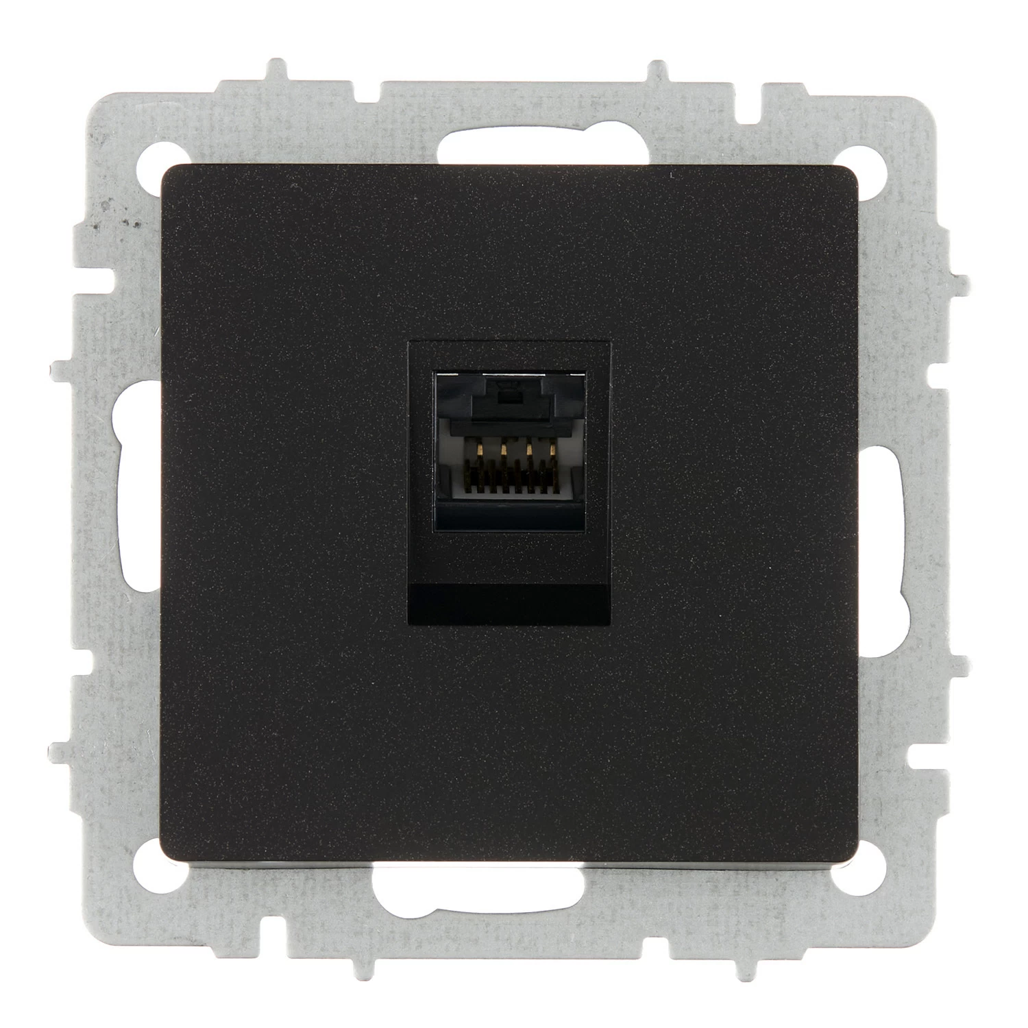 Розетка компьютерная IEK Brite встраиваемая черная (BR-K10-1-K02)