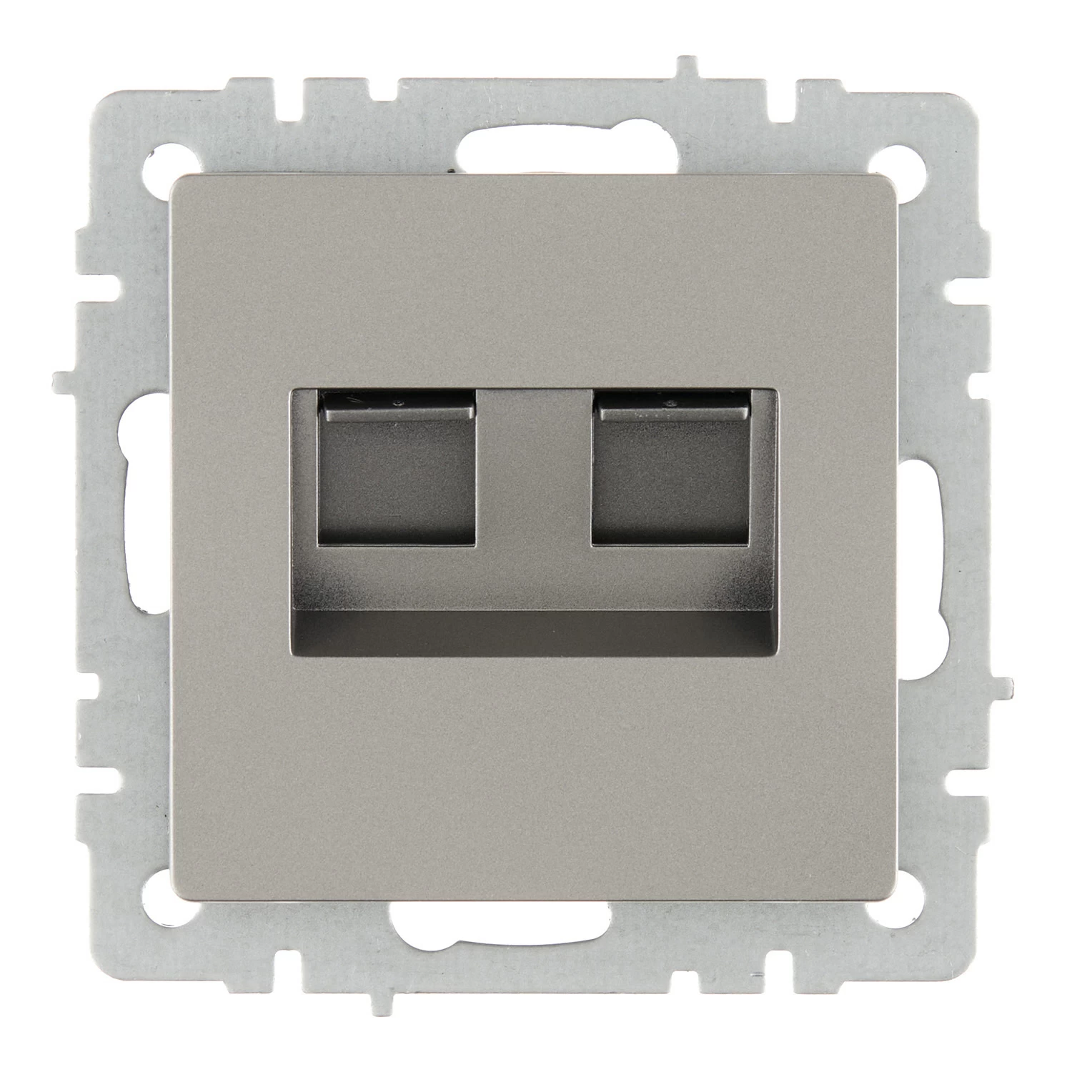 Розетка компьютерная IEK Brite встраиваемая сталь 2хRJ45 (BR-K20-1-K46)