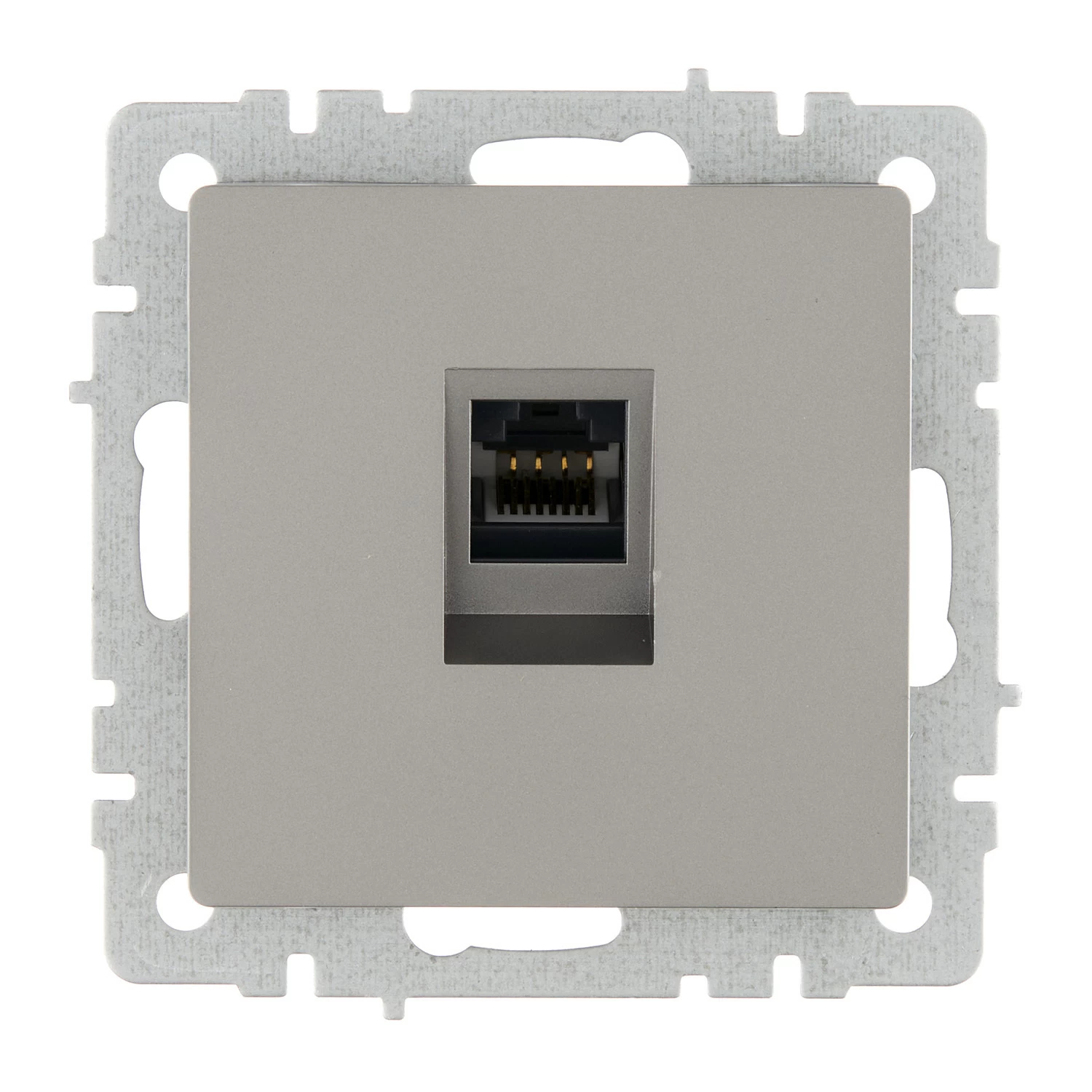 Розетка компьютерная IEK Brite встраиваемая сталь (BR-K10-1-K46)