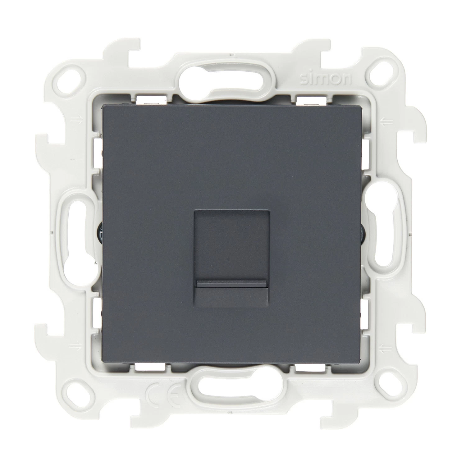 Розетка компьютерная Simon 24 Harmonie встраиваемая графит 2хRJ45 (2410598-038)