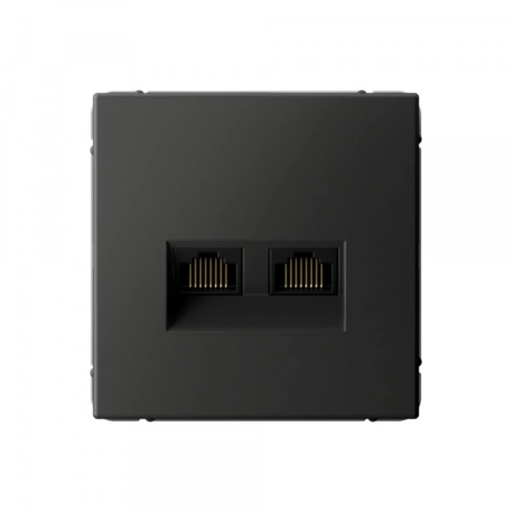 Розетка компьютерная Systeme Electric ArtGallery встраиваемая базальт 2хRJ45 (SE GAL001488)
