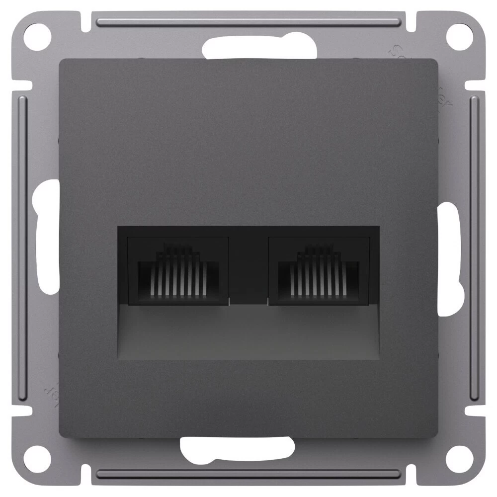 Розетка компьютерная Systeme Electric AtlasDesign встраиваемая базальт 2хRJ45 (ATN001485)