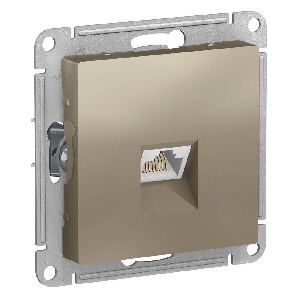 Розетка компьютерная Systeme Electric AtlasDesign встраиваемая шампань RJ45 (ATN000583)