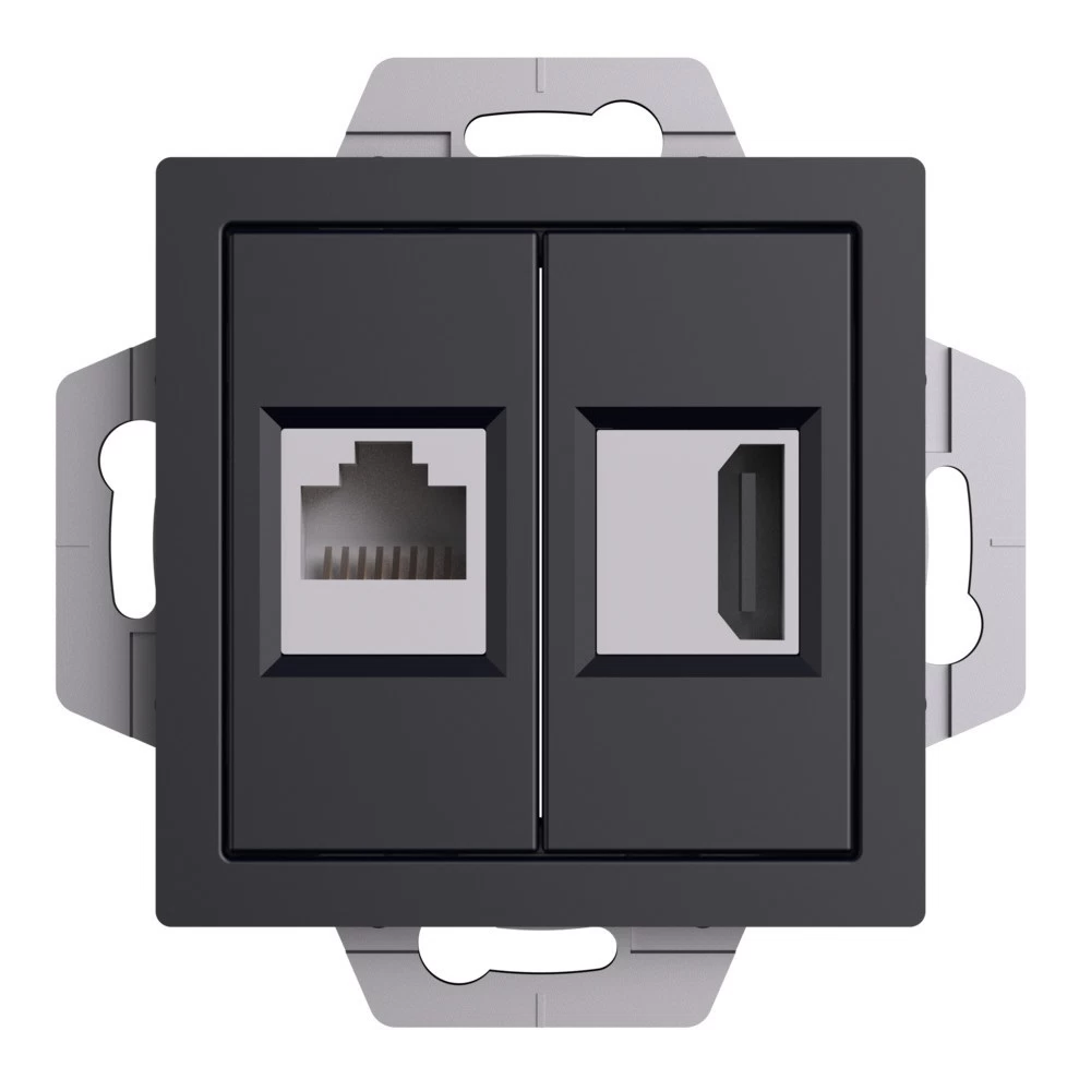 Розетка компьютерная Systeme Electric AtlasDesign встраиваемая алюминий HDMI/ RJ45 (ATN001082)
