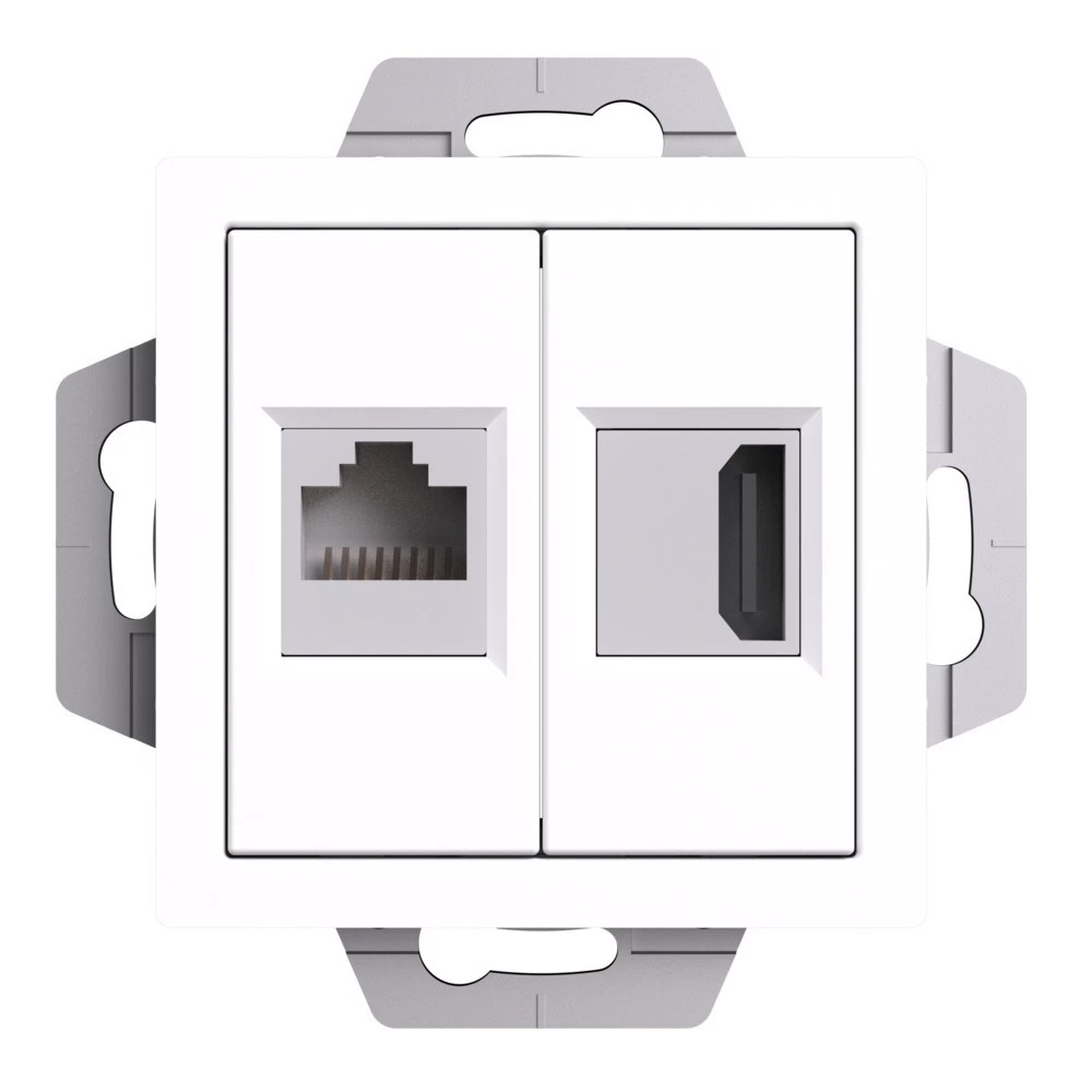 Розетка компьютерная Systeme Electric AtlasDesign встраиваемая белая HDMI/ RJ45 (ATN000182)