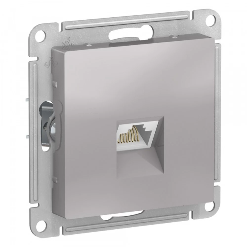 Розетка компьютерная Systeme Electric AtlasDesign встраиваемая алюминий RJ45 (ATN000386)
