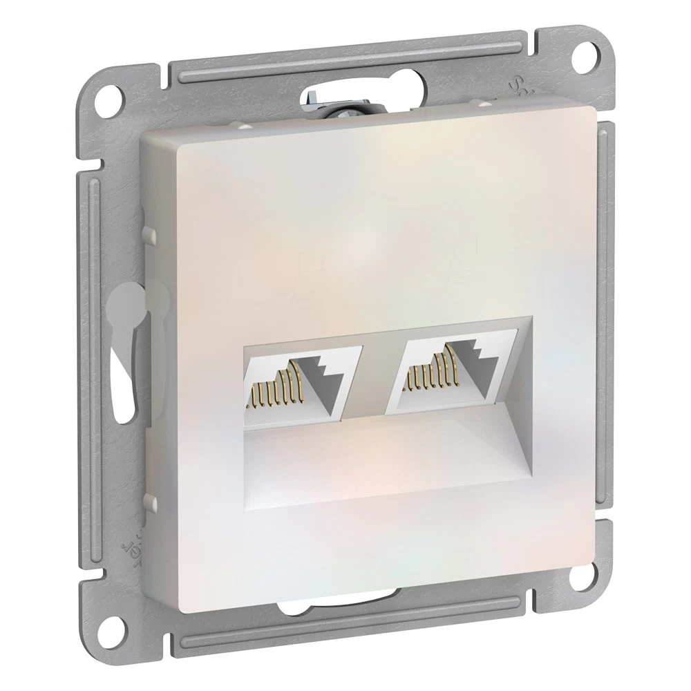 Розетка компьютерная Systeme Electric AtlasDesign встраиваемая жемчуг 2хRJ45 (ATN000485)
