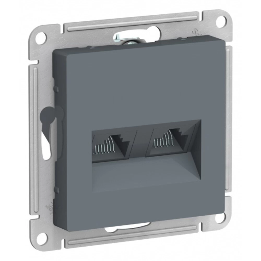 Розетка компьютерная Systeme Electric AtlasDesign встраиваемая грифель 2хRJ45 (ATN000785)