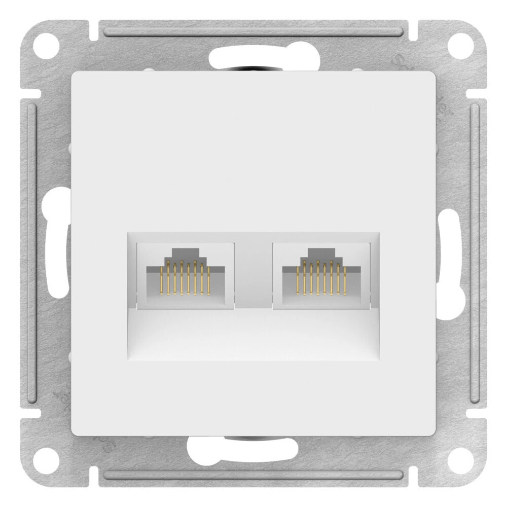 Розетка компьютерная Systeme Electric AtlasDesign встраиваемая лотос 2хRJ45 (ATN001385)