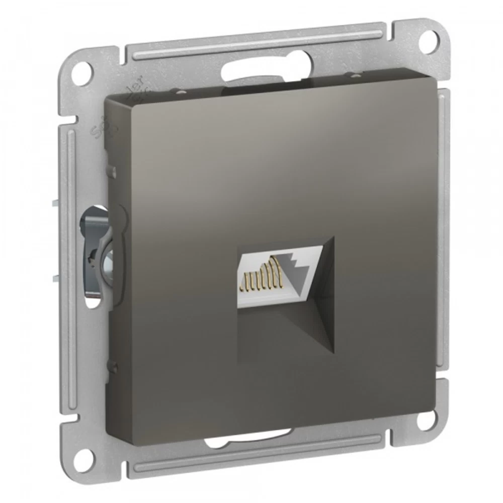 Розетка компьютерная Systeme Electric AtlasDesign встраиваемая сталь RJ45 (ATN000986)