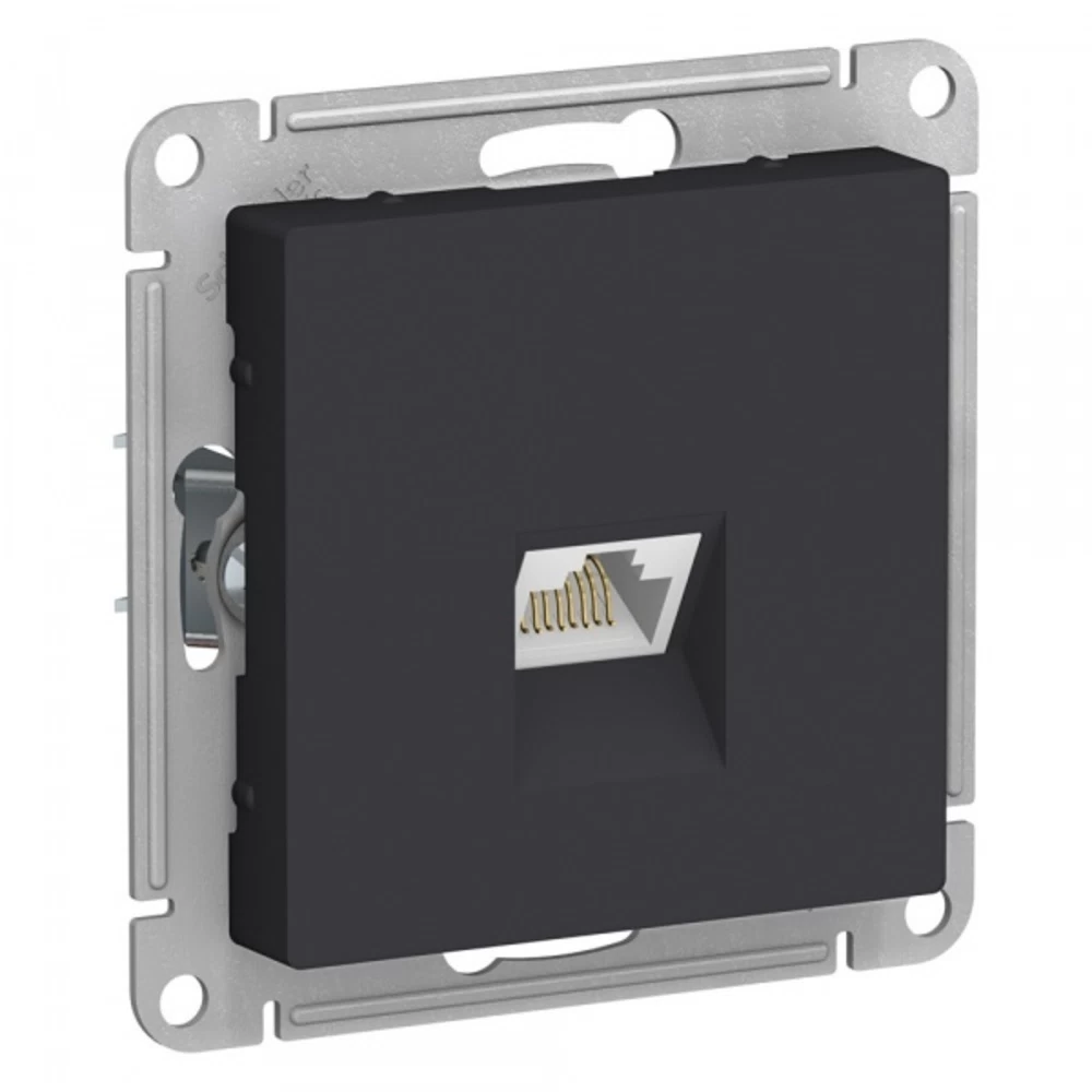 Розетка компьютерная Systeme Electric AtlasDesign встраиваемая карбон RJ45 (ATN001086)