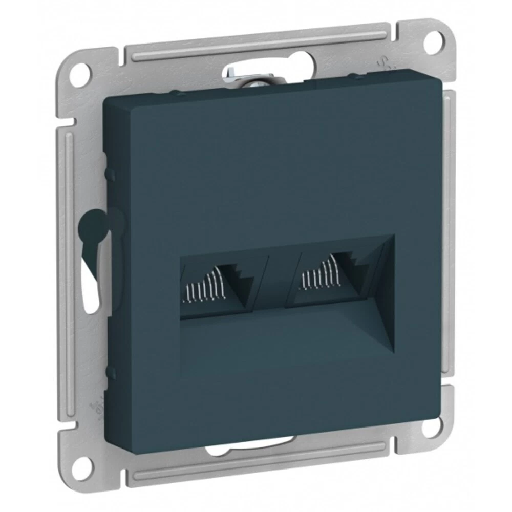 Розетка компьютерная Systeme Electric AtlasDesign встраиваемая изумруд 2хRJ45 (ATN000885)