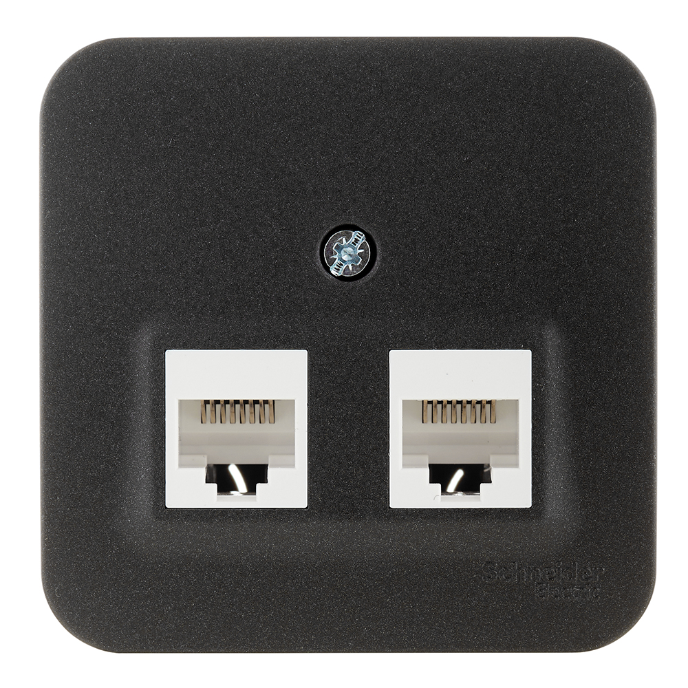 Розетка компьютерная Systeme Electric Blanca накладная антрацит 2хRJ45 (BLNIA045456)