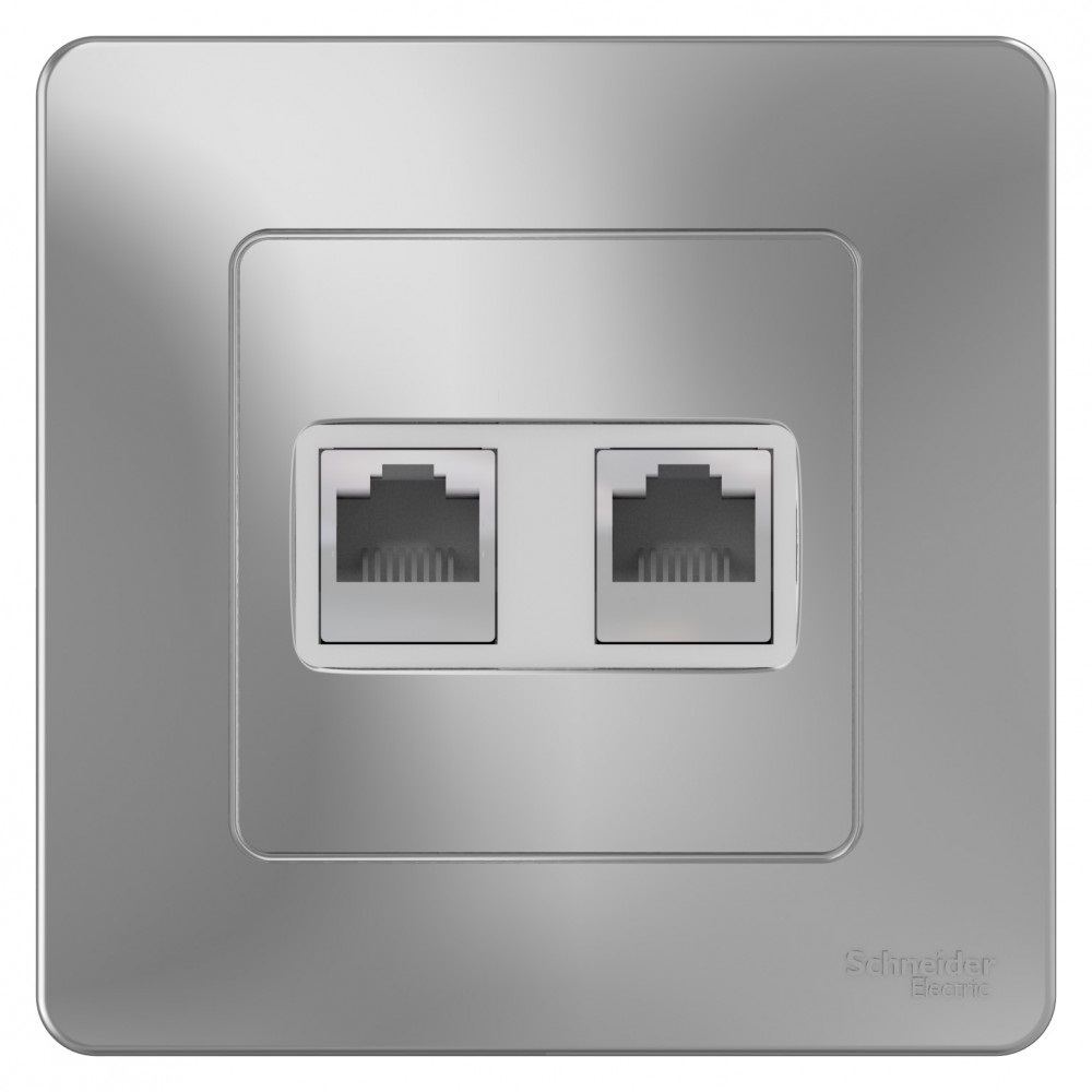 Розетка компьютерная Systeme Electric Blanca встраиваемая алюминий 2хRJ45 (BLNIS045453)