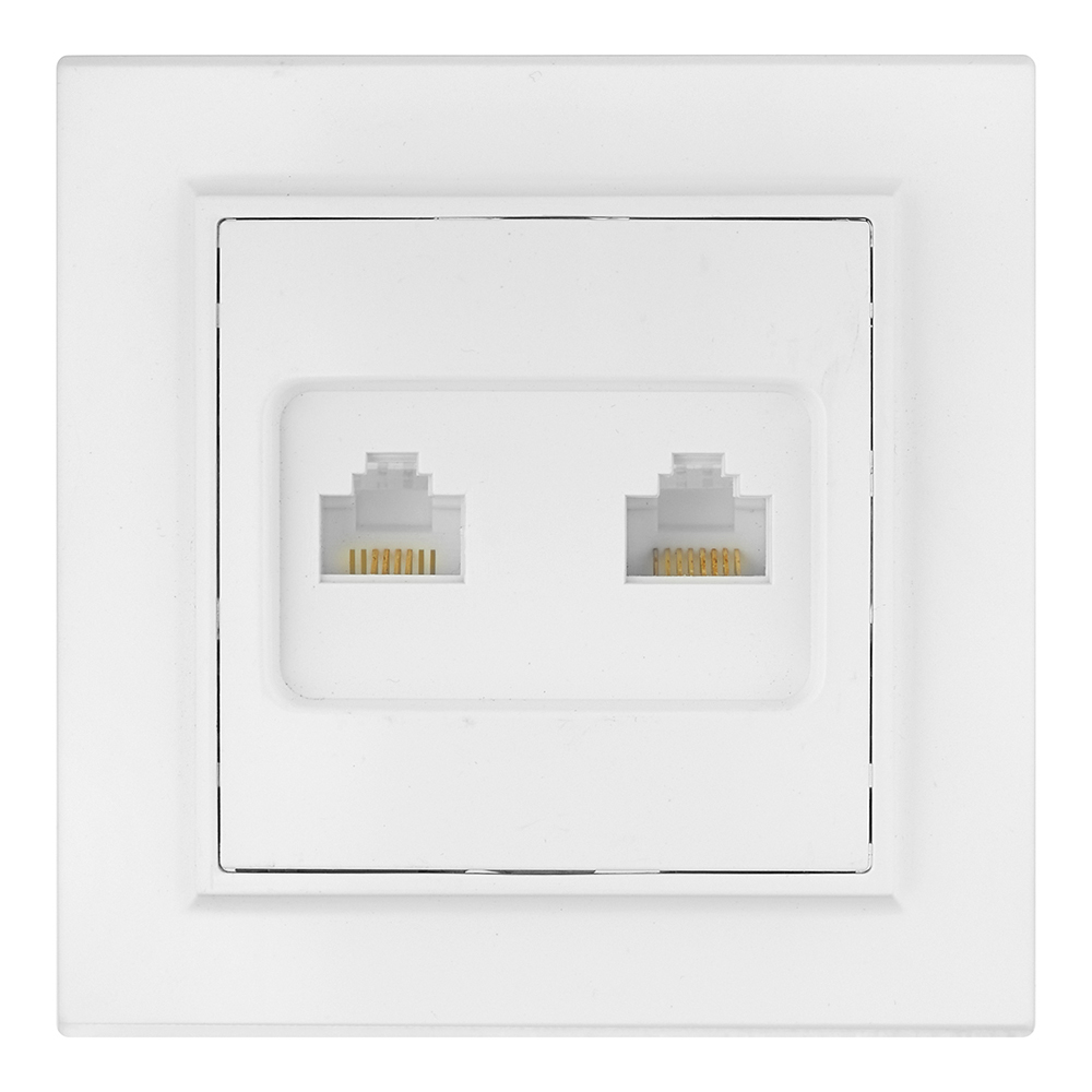 Розетка компьютерная/ телефонная EKF Минск встраиваемая белая RJ11/ RJ45 (ERK00-135-10)
